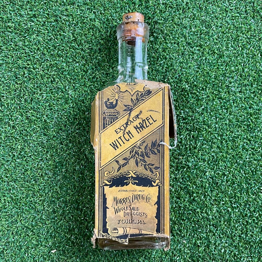 Vintage Morris Drug Company Witch Hazel Rectangular Glass Bottle 1/3